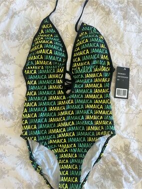 Jamaica Print One-Piece Swimsuit - Black, Yellow & Green